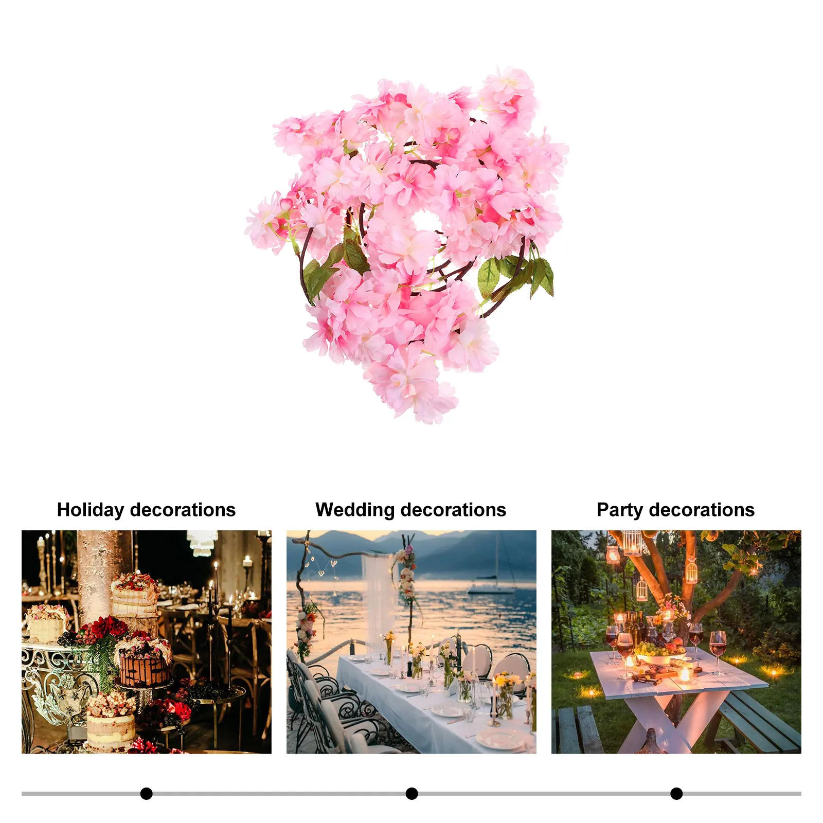 

Simulated Cherry Blossom Vine String Flowers Decorations Bridal Hanging Artificial Faux Bulk Fake Wedding Rattan