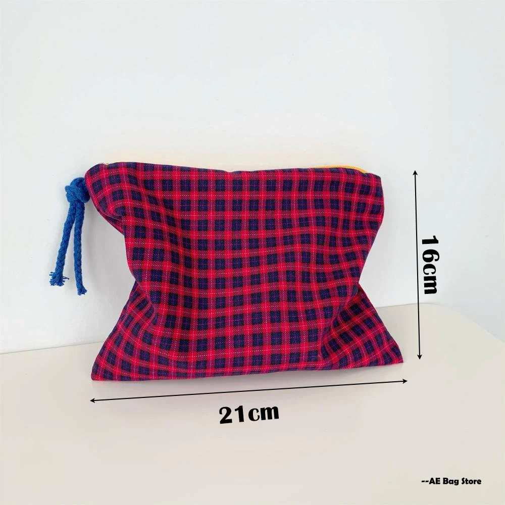 Women\'s Cosmetic Bag Makeup Bag Purse Clutch Organizer Plaid Zipper Pouch Simple Contrast Color Handbag Large Capacity Neceser