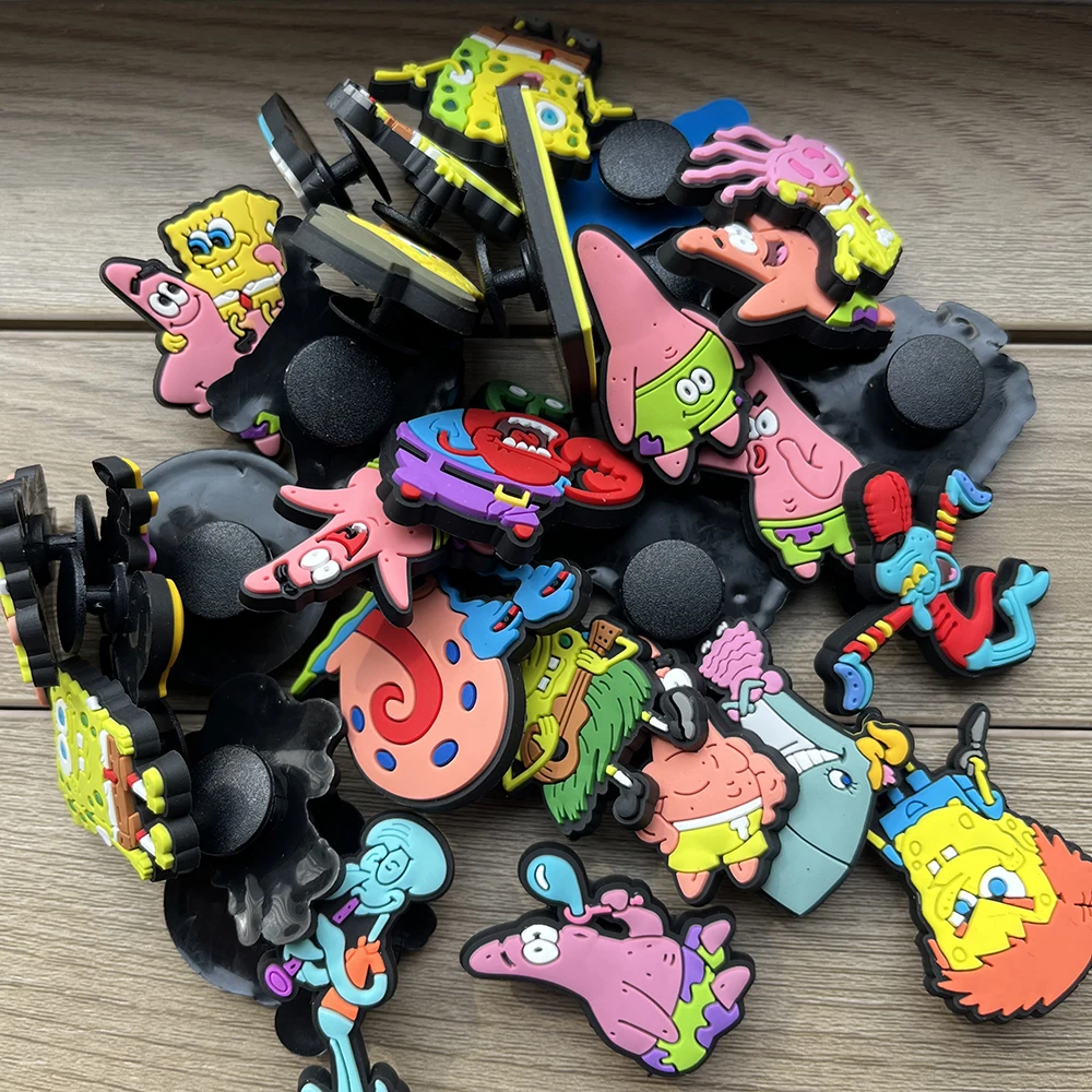 32pcs/set DIY Shoe Charms SpongeBob SquarePants PVC Decorations Fit for Bubble Slides Sandals image 4