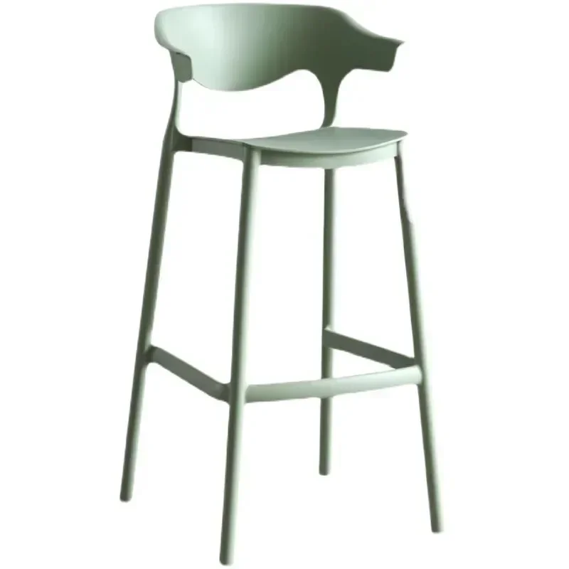 Nordic Simple Bar Stools Modern Minimalist Plastic Chairs for Bar Kitchen Stackable High Stool with Backrest Space-Saving Design