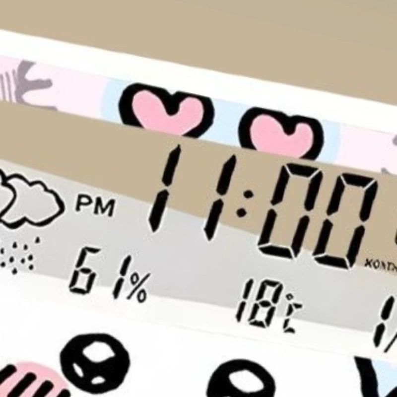 Anime Cartoon Kawaii Chiikawa Alarm Clock Originality Head of A Bed Decorate Mute Accurate Travel Time Temperature Date Display