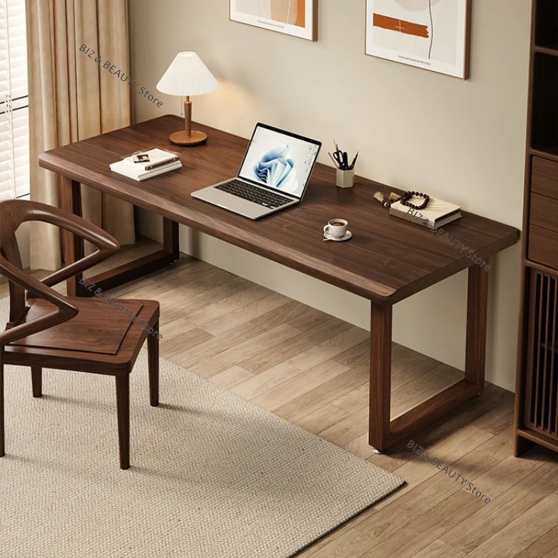 

High-End Solid Wood Computer Desk – Solid Walnut Mid-Century Modern Executive Desk Home Office & Bedroom Furniture JT40