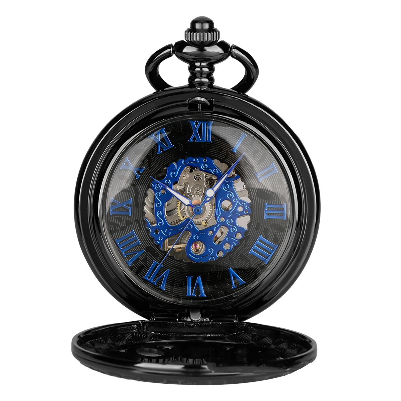 12시간 로마 숫자 표시 남성용 기계식 포켓 시계 빈티 - Pocket Watch Mechanical Skeleton Vintage 리뷰 및 가격