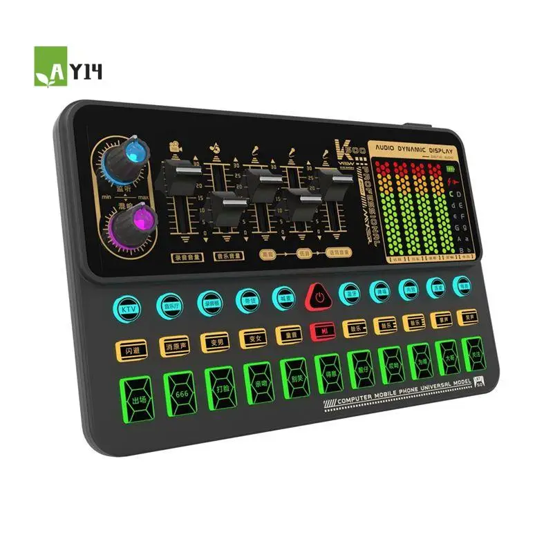 

AY14 -1 PCS K500 Sound Effects Board Mobile Phone Computer Live Sound Card Microphone Voice Changer Sound Card For Phone/Compute