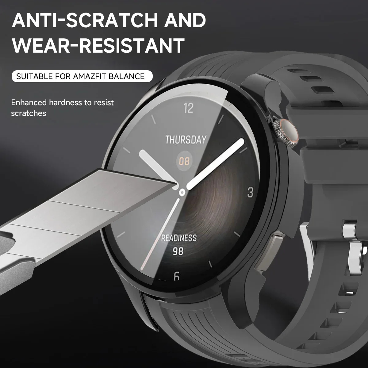 Vidrio + funda para Amazfit Balance Accessory PC cubierta protectora de parachoques integral + Protector de pantalla para Amazfit Balance