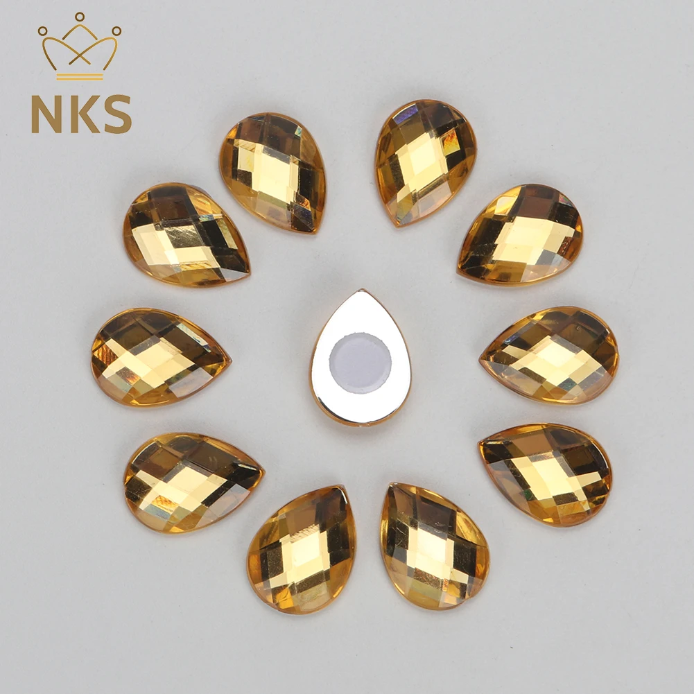 NKS High Quality 50 pcs Water Drop Shape Convenient Stick On Self-Adhesive Acrylic rhinestone For Furniture Home Decoration DIY