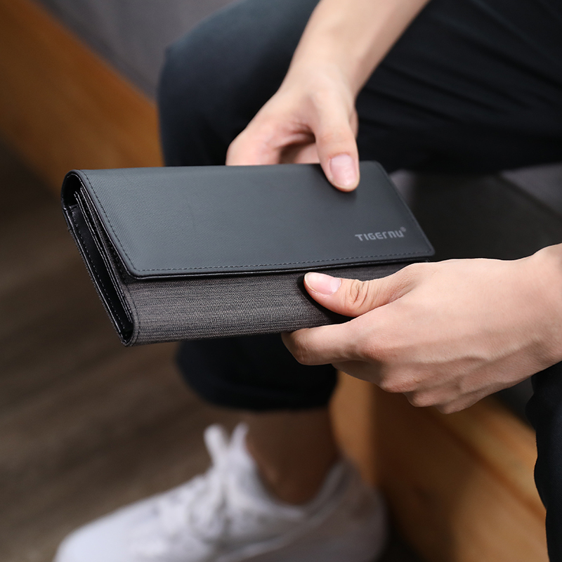  Tigernu Long Wallet for Men Coin Pockets Money Dollar Card Holder Purse Fashion Style Wallet Male 