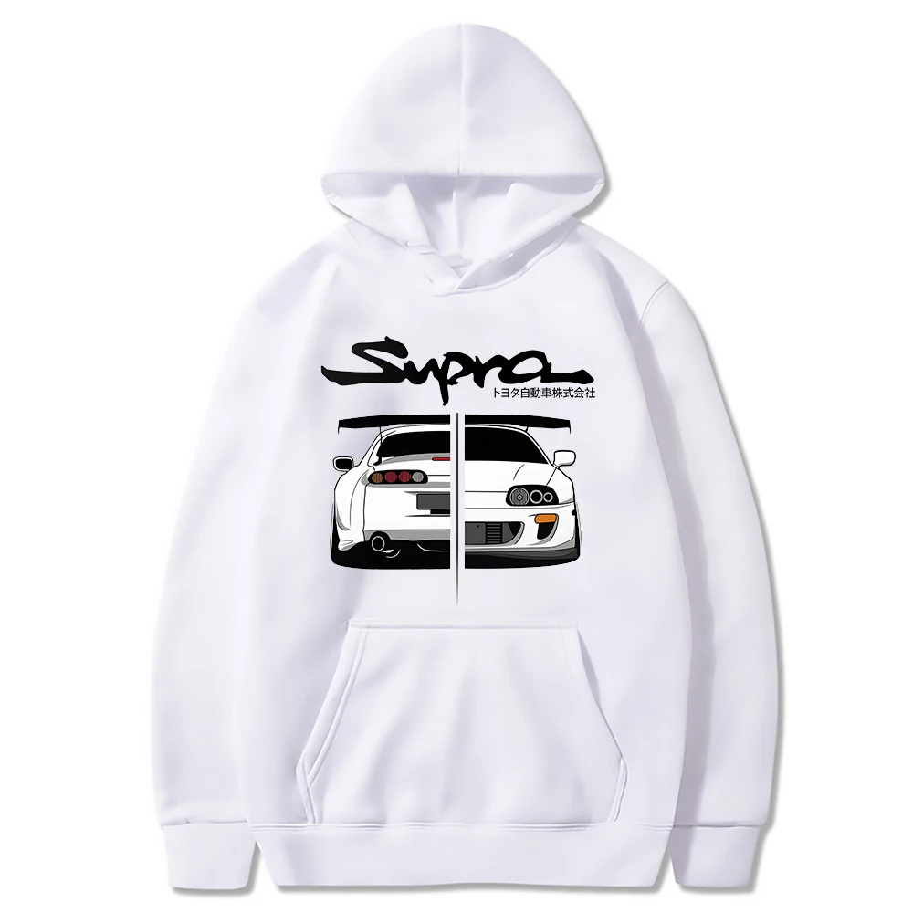 2023 Initial D Supra Hoodies Men\'s and Women\'s JDM Manga Print Loose Casual Long Sleeve Japanese Casual Sporty Sweatshirt