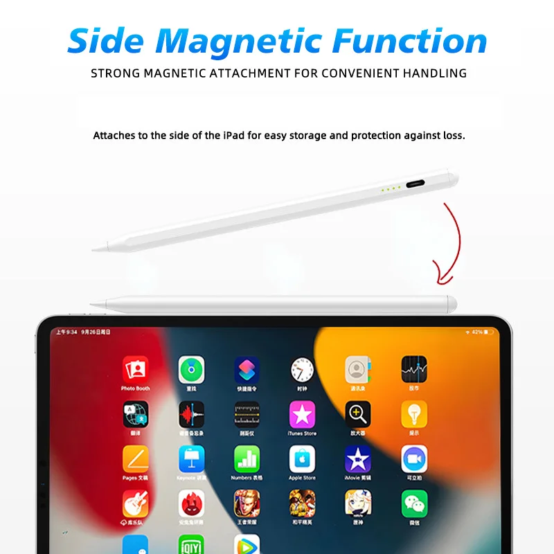 ipad Pen Active Touch Screen Pen universal Android/Apple/Samsung/Lenovo/Xiaomi, with Magnetic Adsorption, Battery Display