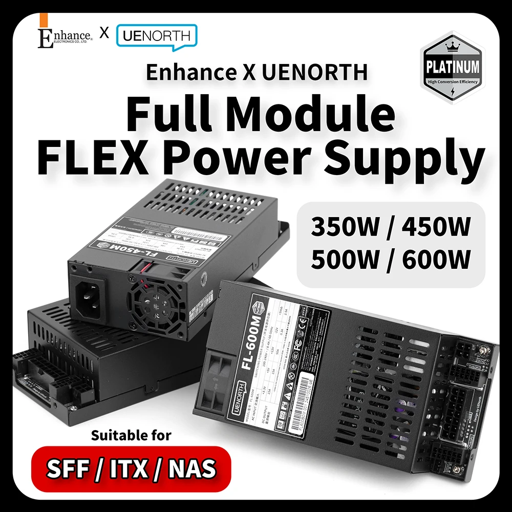 UENORTH FL-600M/FL-500M 플렉스-ATX PSU 600W/500W NAS/ITX/SFF 블랙