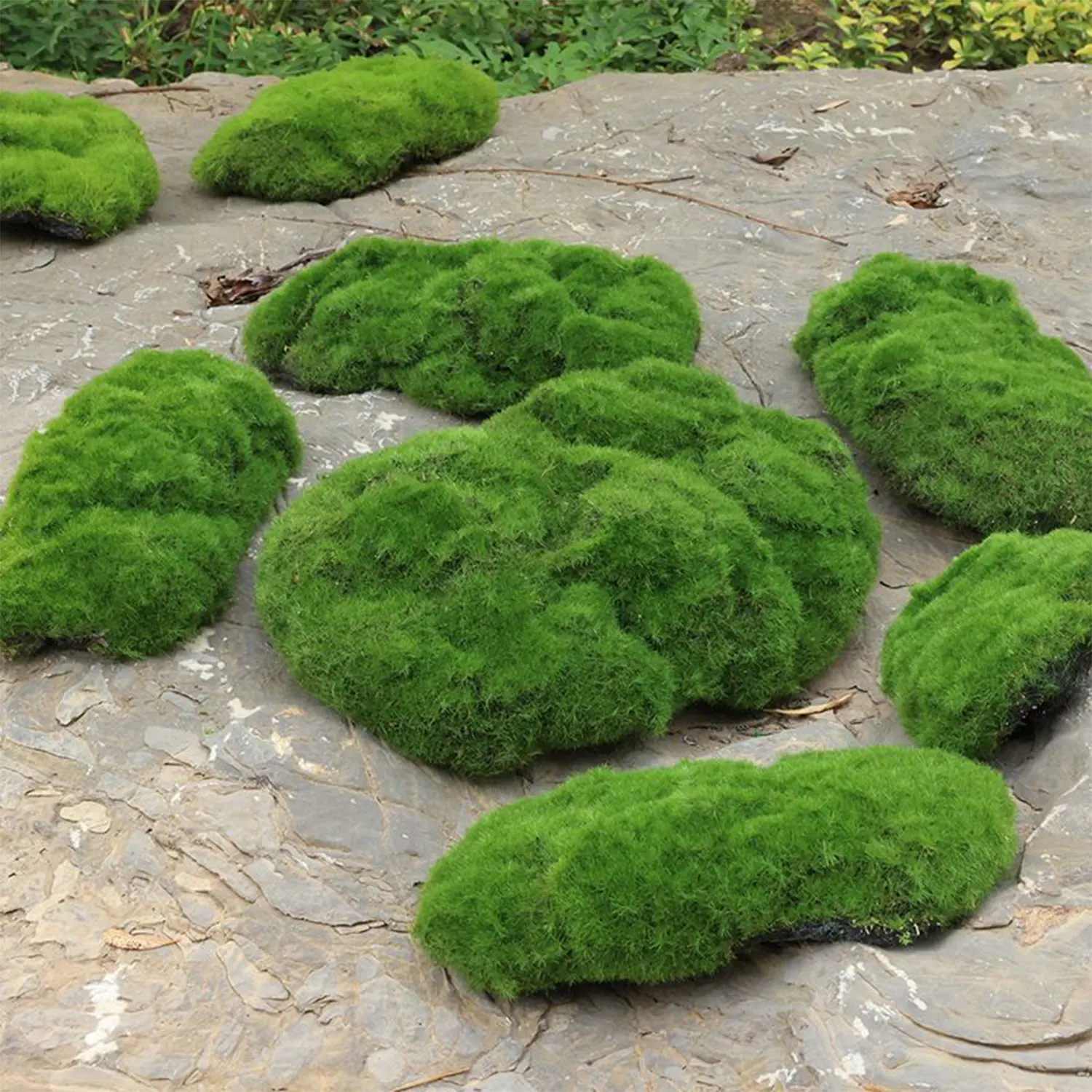 3PCS Artificial Green Moss Plants Simulated Moss Stone Creative Home Garden Lawn Floor Ornament Landscape Bonsai Decoration