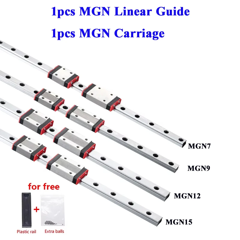 MGN9 MGN7 MGN12 MGN15 L от 100 мм до 1000 мм Миниатюрные направляющие линейной рейки 1 шт. Линейная направляющая MGN + 1 шт. Каретка MGN Деталь 3D-принтера