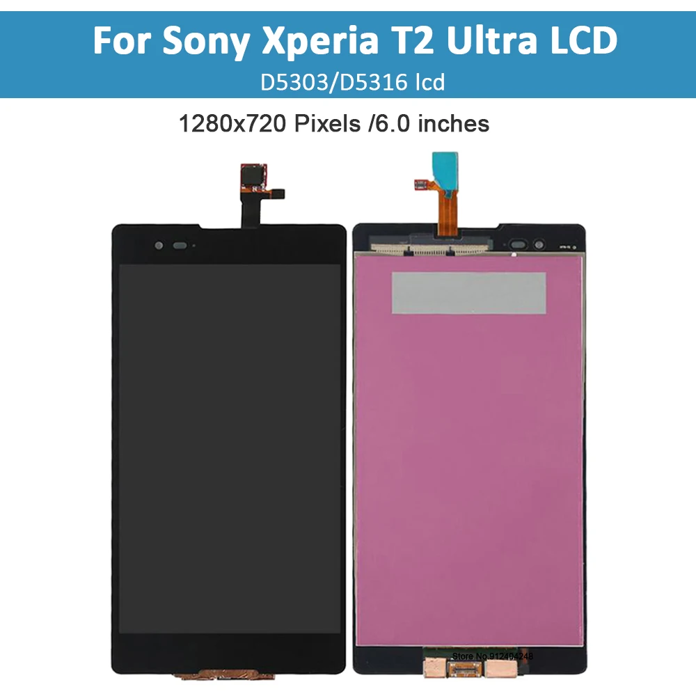 Pantalla LCD Original de 6,0 pulgadas para Sony Xperia T2 Ultra D5303 D5322 D5306, pantalla táctil con montaje de digitalizador de marco de repuesto