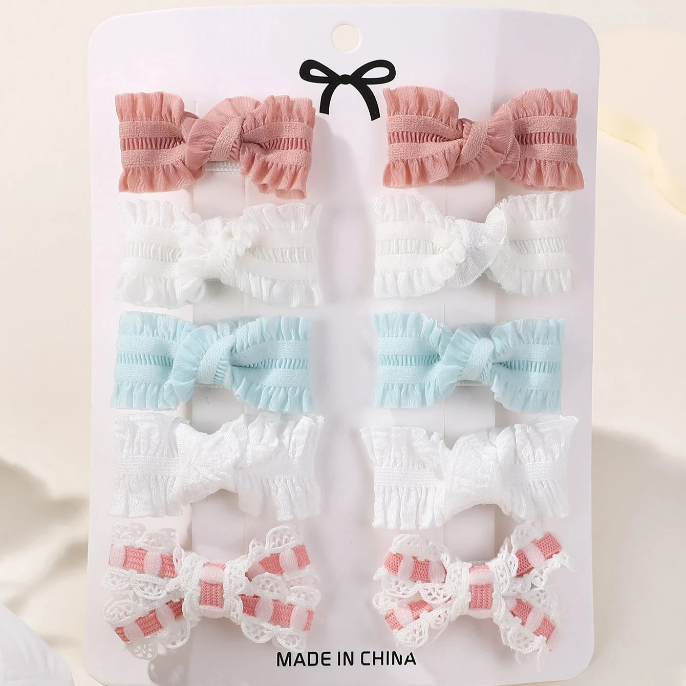 10 Stück süße weiße Spitze Baby Bögen Haarspangen für Mädchen Kindersicherung Haarspange süße Boutique Haarschmuck