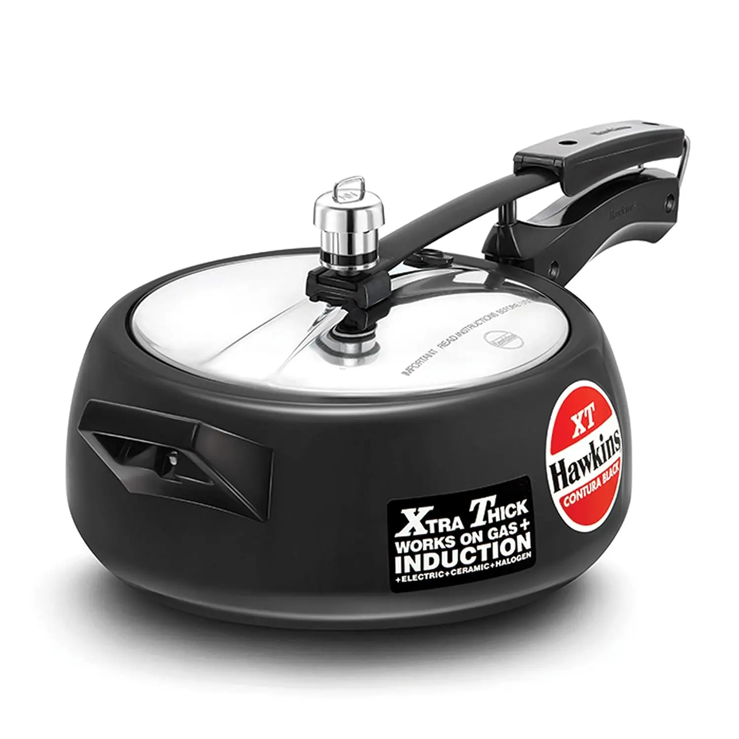 

Induction-Compatible Pressure Cooker with Thick Base, 3.5L Black, Fast & Even Cooking