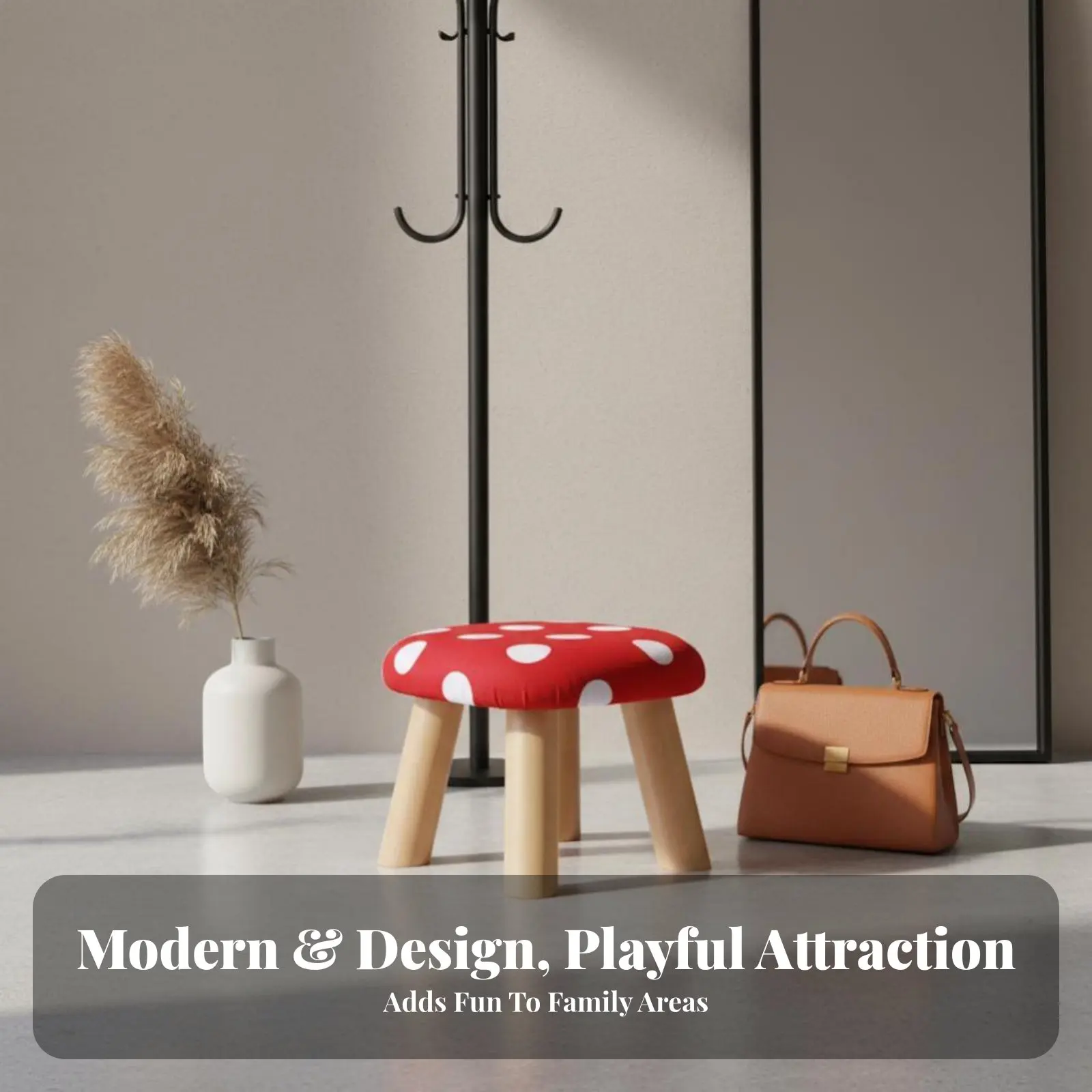 スポッテッドマッシュルームスツール-取り外し可能なカバー付き-キノコ型スツール-柔らかく快適な多機能スツール-ホームデコレーター、女性向け