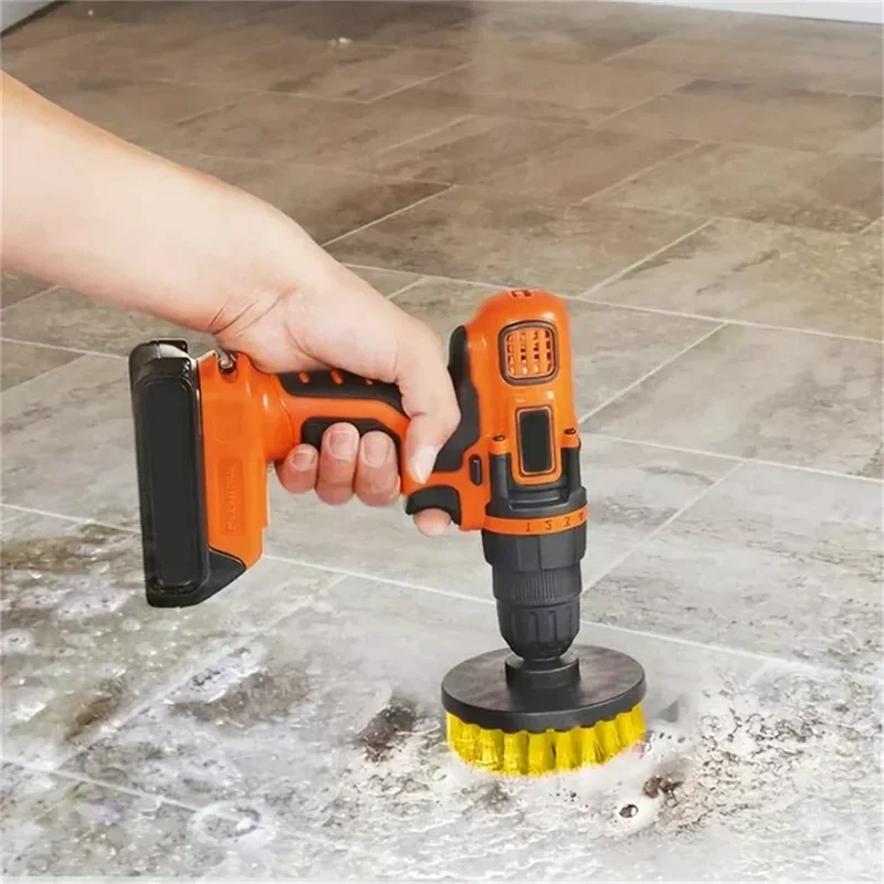 3 pcs/set drill brush set power scrubber wash cleaning brushes tool kit for Grout Floor tub shower tile bathroom kitchen surface view 6