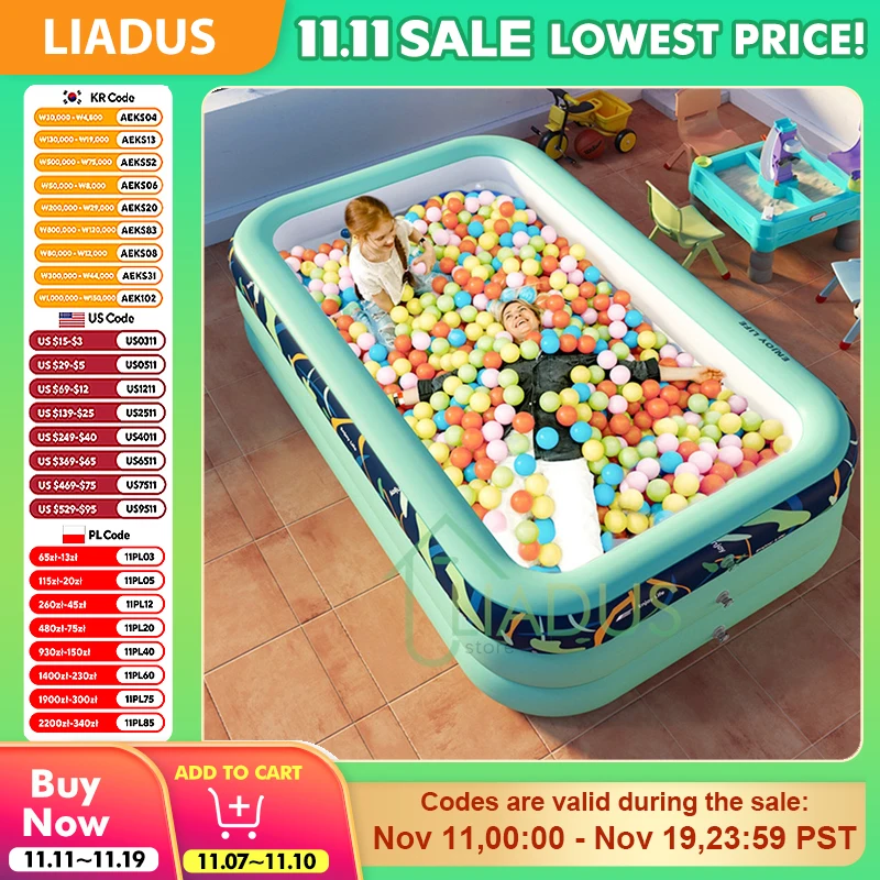 

3 Layers Foldable Inflatable Swimming Pool for Kids Babies Large Indoor Outdoor Family Splash Pool Tropical Rainforest 2.6m/3m