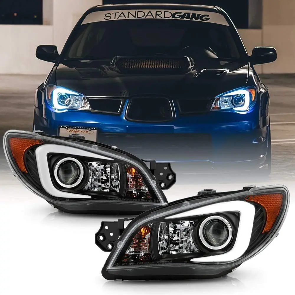 

Для [модели с галогеновыми фарами] Subaru Impreza WRX 2006-2007 годов: светодиодные трубчатые фары-проекторы с черным корпусом