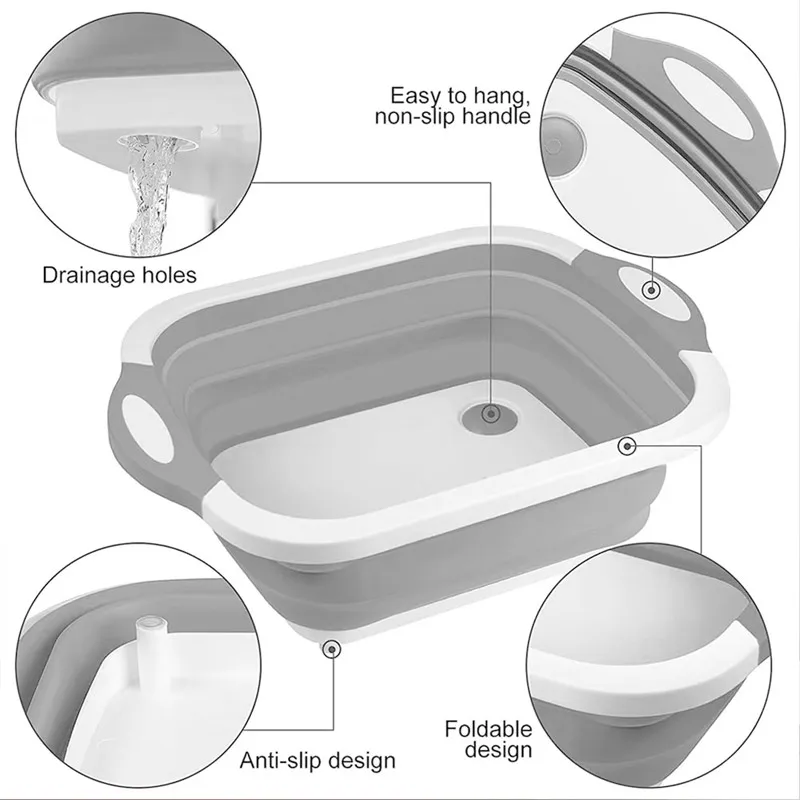 Folding cutting board dual-purpose cutting board Household washing basin non-slip multi-functional plastic cutting board