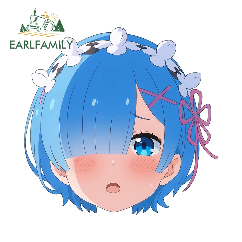 

EARLFAMILY Rem Head, милые автомобильные наклейки для девочек-лоли, красивая наклейка на компьютерный холодильник, практичная водонепроницаемая виниловая наклейка, все типы автомобилей