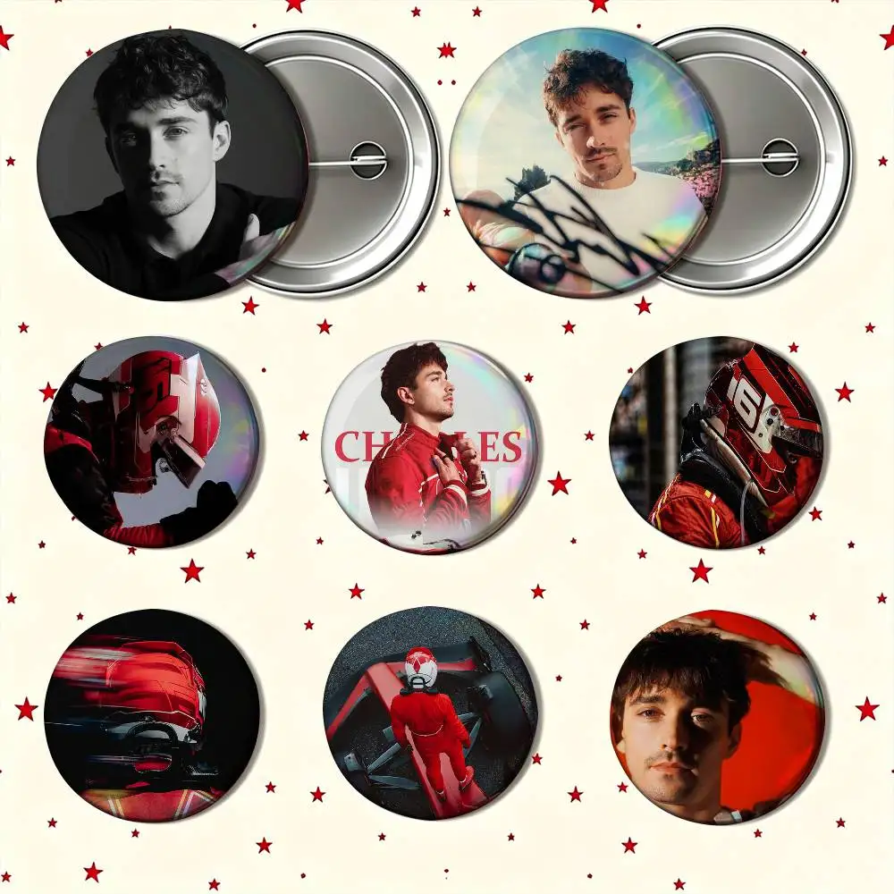 Ace driver Charles Leclerc Enamel Pin Tinplate Round Brooch Cosplay Nijigen Otaku Culture Badge 25mm 32mm 44mm 58mm