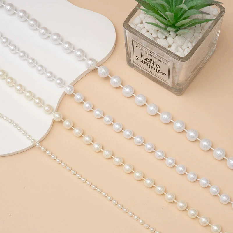 5 m/lotto 3/4/5/6mm Craft Faux imitazione perle perline catena linea per fai da te decorazione della festa nuziale risultati dei monili accessori