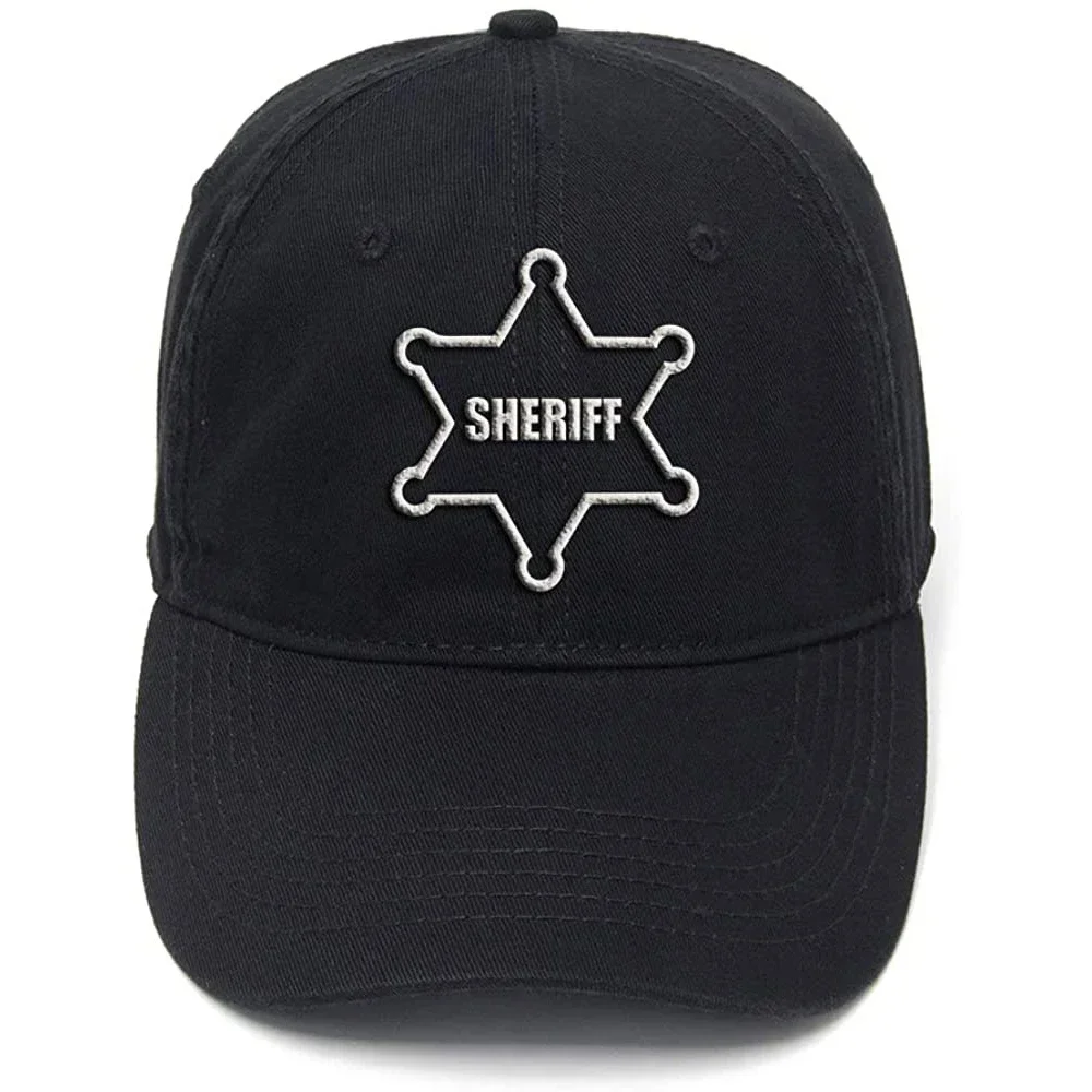 Lyprerazy Sheriff Star Badge Washed Cotton Adjustable Men Women Unisex Hip Hop Cool Flock Printing Baseball Cap