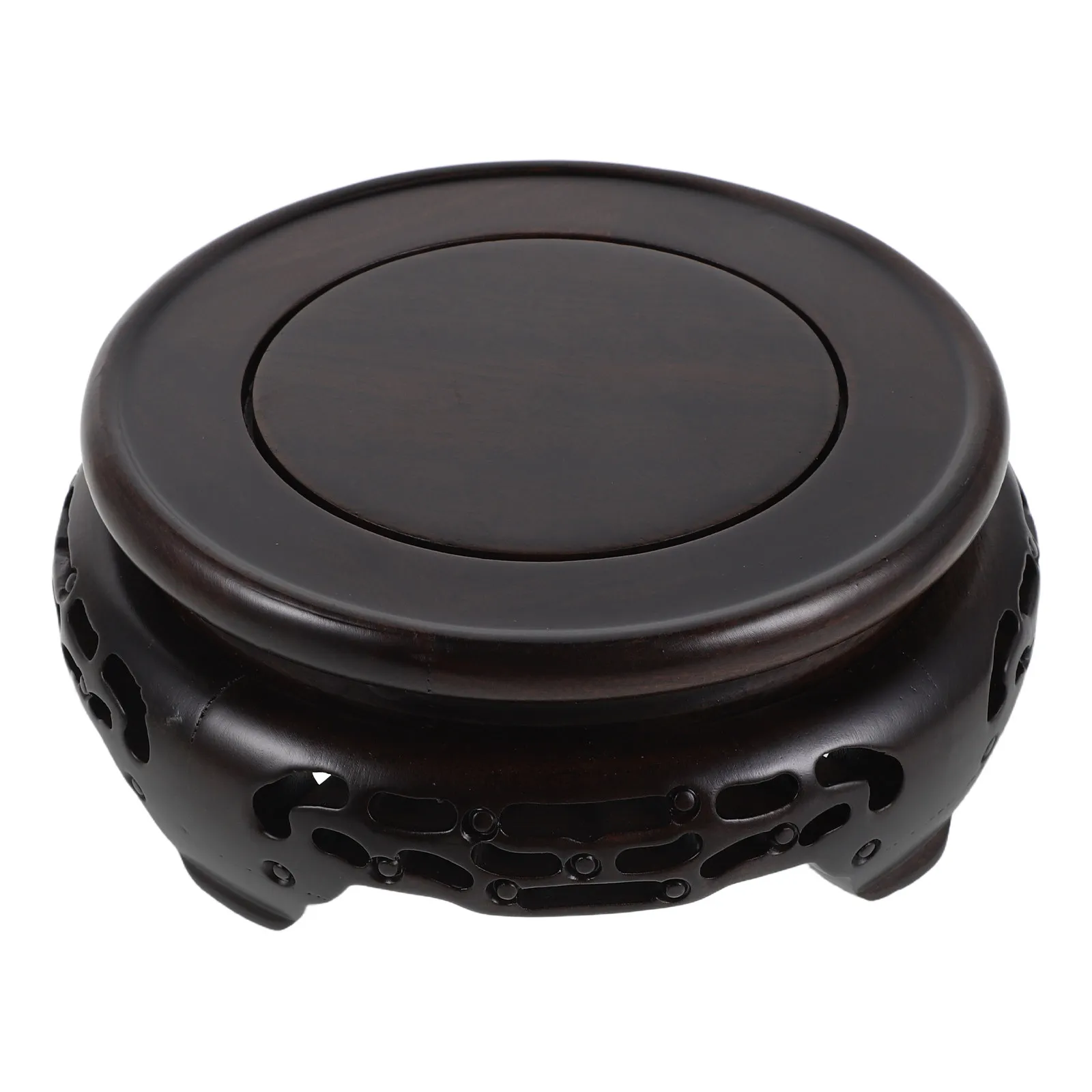 Wooden Vase Display Stand Round Pedestal Vase Base Table Lamp Teapot Plant Pot Flower Holder Aquarium 5.91x5.91x2.36in Stable