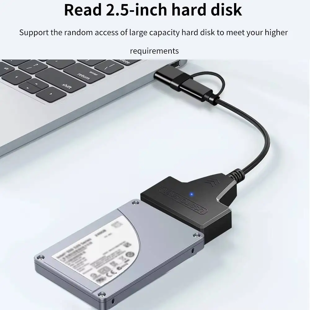 KEBIDUMEI SATA to USB 3.0/Type-C Adapter Sata Cable 2.5/3.5 Inch SSD HDD SATA III Hard Drive Disk with 12V/2A Power Adapter