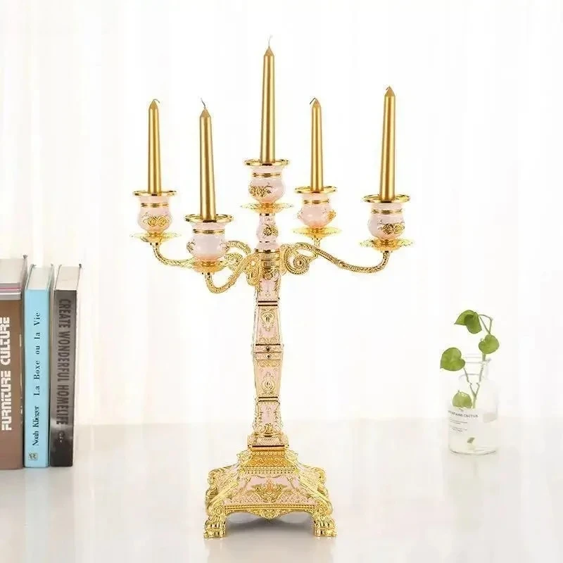 

Подсвечник из сплава в стиле ретро, подсвечник с пятью головками, украшения, свадебный реквизит, стойка для ужина, подставка для свечей