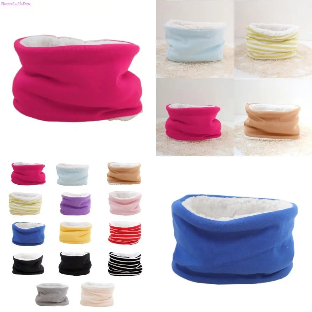 D0JC Autumn Winter Baby Scarf Solid Color Plush Scarves Neckerchief Child Neck Collar
