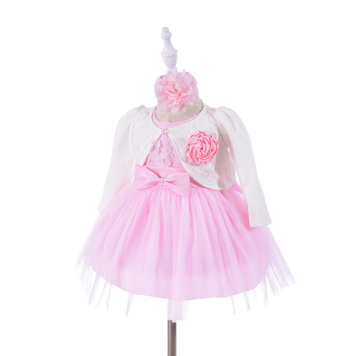 0-24M Pink Baby Girl Dresses Birthday Formal Party Wear Vestido for Weddings  1 Year Old Toddler Baby Clothes RBF174037