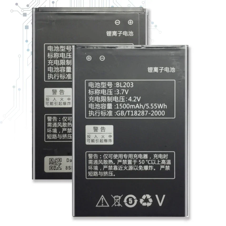 Аккумулятор для телефона 1500 мАч BL203 для Lenovo A278T A278 A365E A308T A369 A66 A318T A385E A309 Cell