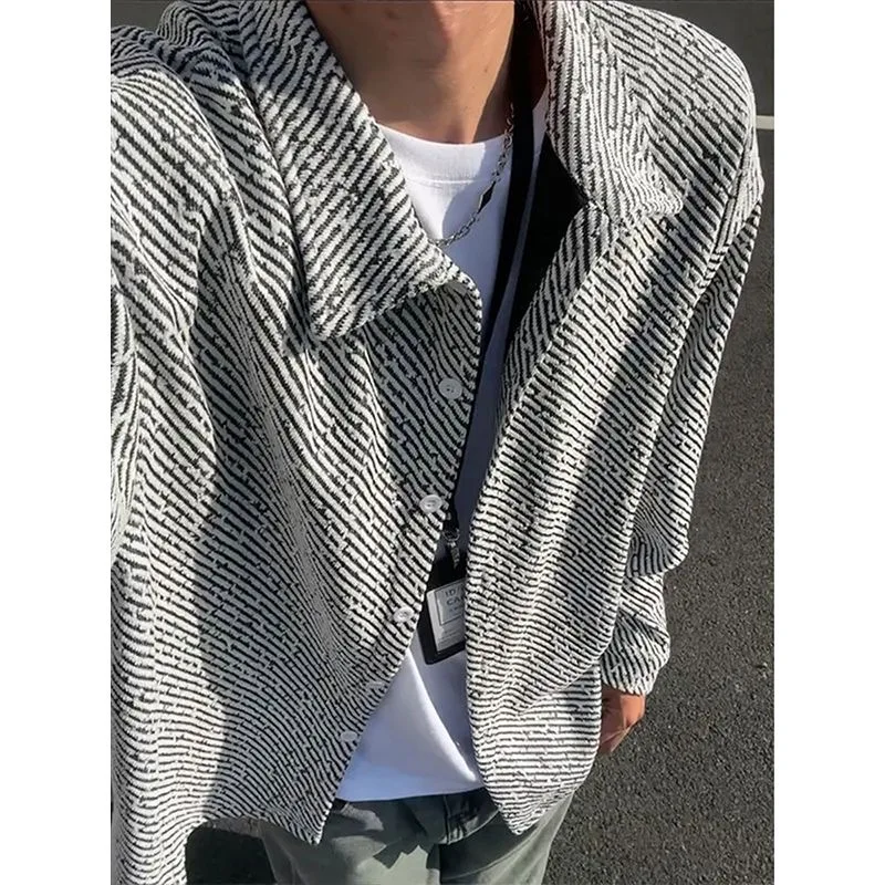 

Мужской осенний вязаный свитер с высоким воротником в американском стиле ретро, свободный крой, длинная верхняя одежда для подростков