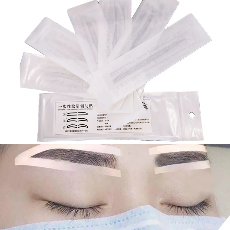 Disposable Brow Shaping Sticker Drawing Guide Auxiliary Template Microblading Eyebrow Stencil PMU Makeup Tools 1pack=6pair=12pcs