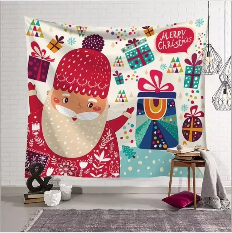 

Christmas Wall Tapestry Saint Claus Printing Home Wall Decoration Elk Wall Hanging Snowman for Dorm Room Tapestry Home Tapestry