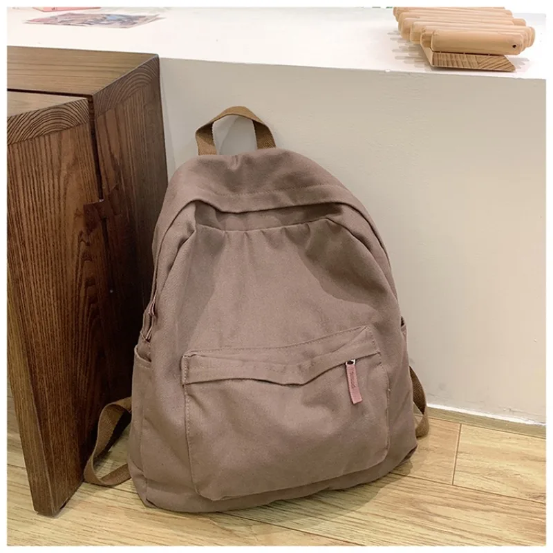 Solid Colors Nylon Simple Backpacks Large Capacity Bags for Women 2025 Interior Zipper Pocket Versatile Student Schoolbag