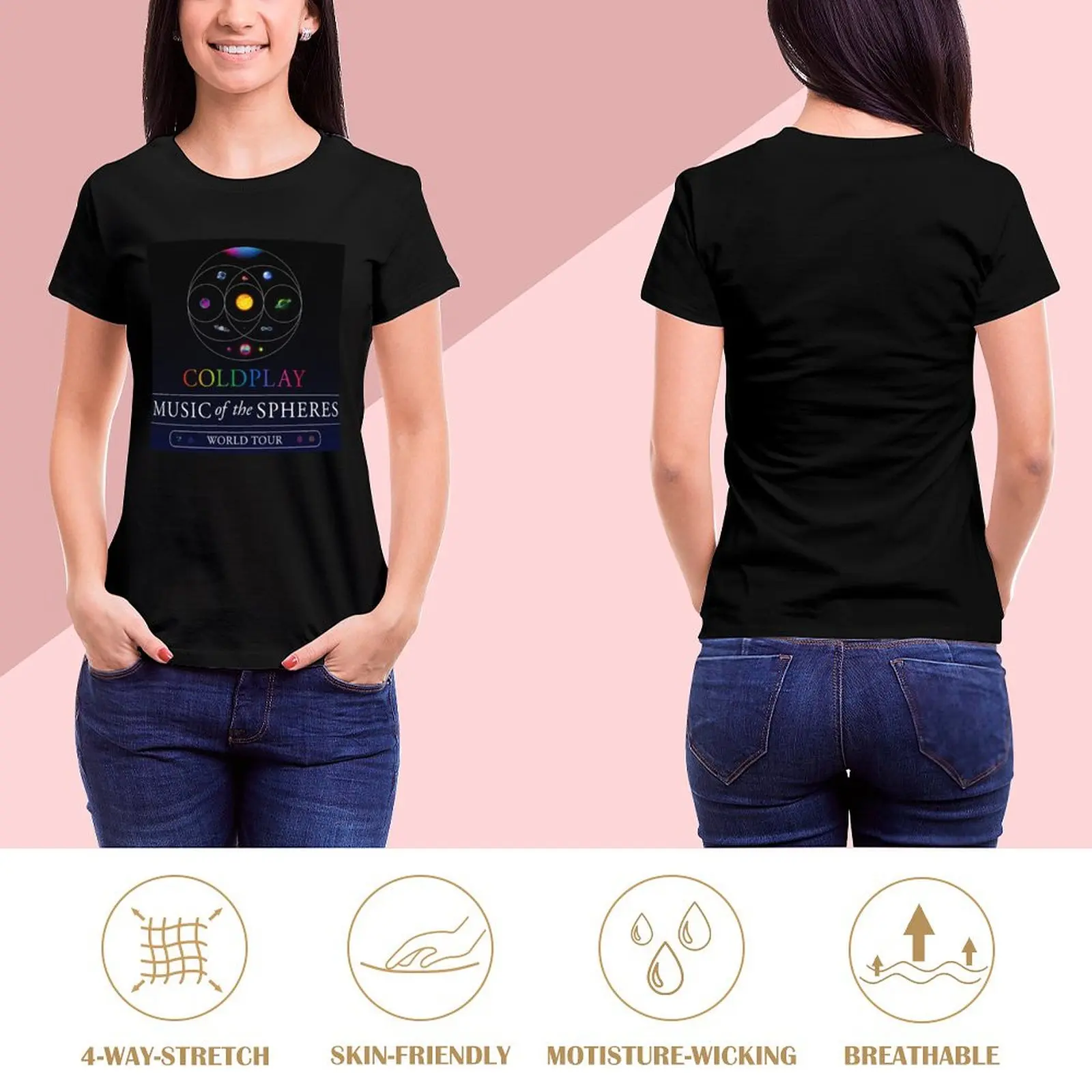 Kalte Musik die Kugeln spielen Weltreise Kristall T-Shirt Sommer Tops lustige Sommer Damen bekleidung