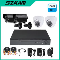 2MP CCTV Kit Camera System Video Surveillance Camera DVR Kit Outdoor Indoor DVR Infrared AHD Night Vision 1080P 4Channel SZKAM