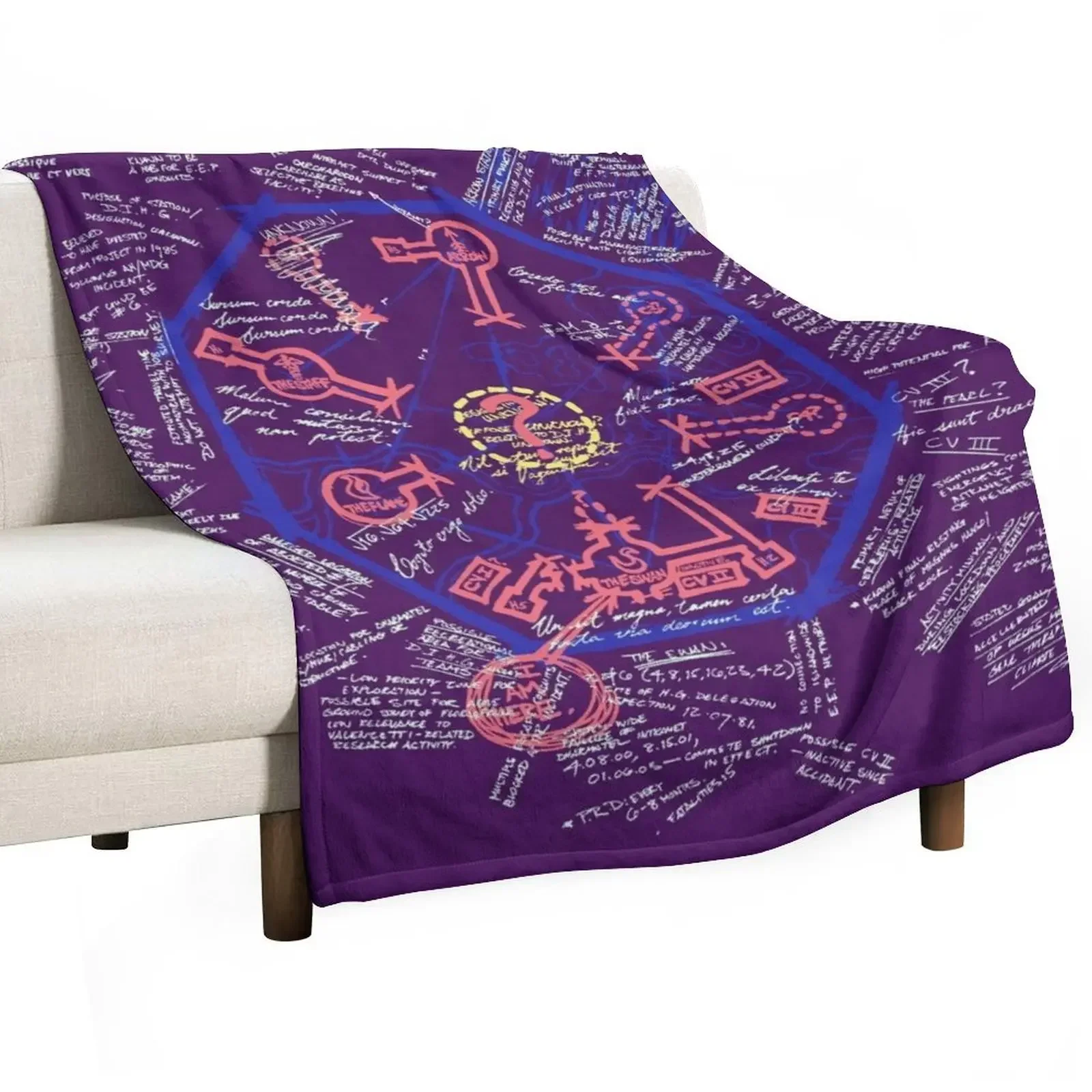 

Swan Station Blast Door Map (LOST) Throw Blanket Soft Beds Decorative Throw Camping Flannel Blankets