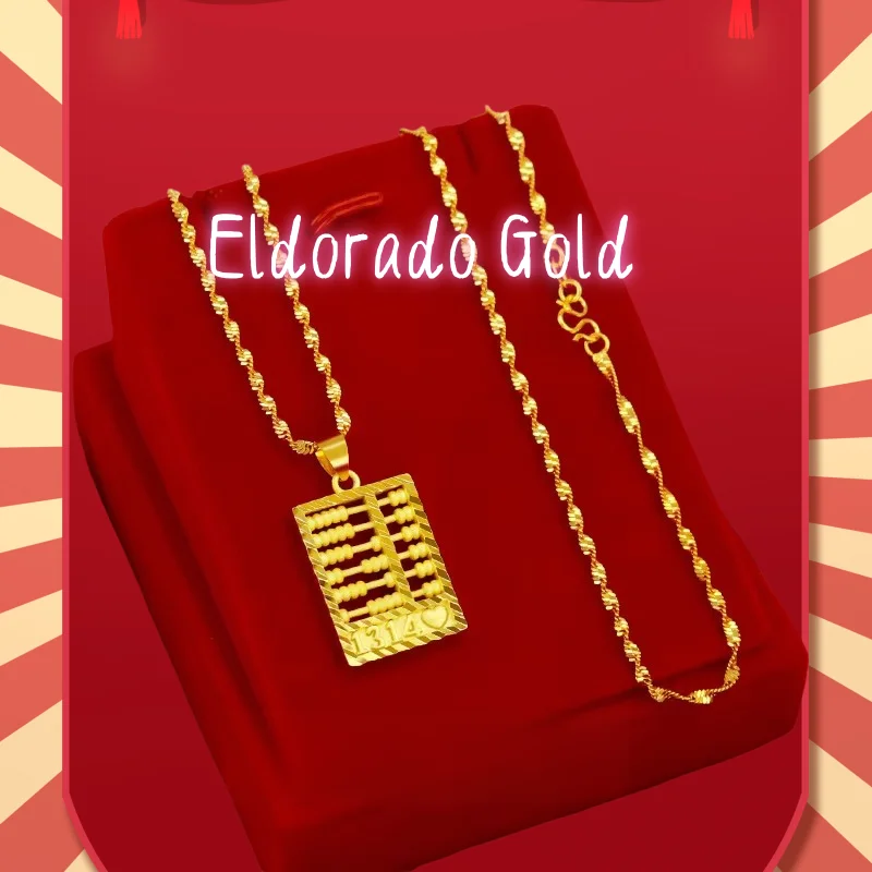 

2025 9999 Real Gold 24K Female 1314 Abacus Necklace, Ancient Abacus Female Clavicle Necklace Jewelry