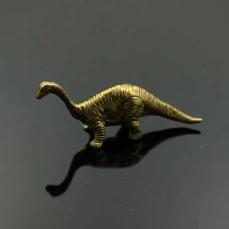 Brass Jurassic Long-necked Dinosaur Animal Tea Pet Statue Fine Home Decorations