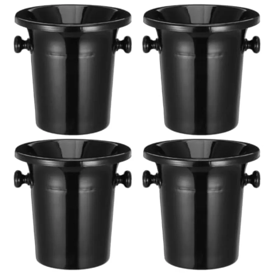 

Black Plastic Wine Tasting Spit Bucket with Handles 8.3 Inch Round Dump Ice Bucket for Wine Whiskey Bar Use