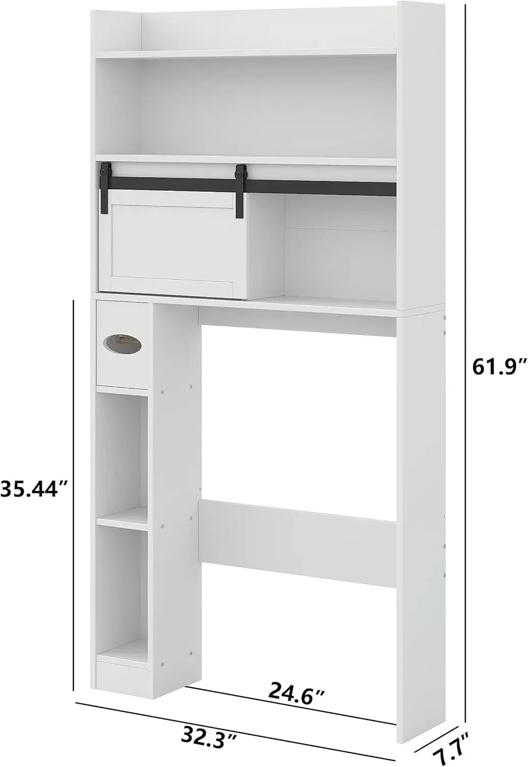 Over The Toilet Storage Cabinet, 6-Tier Toilet Organizer Rack, Bathroom Shelf Over Toilet Cabinet with Sliding Door for Restroom