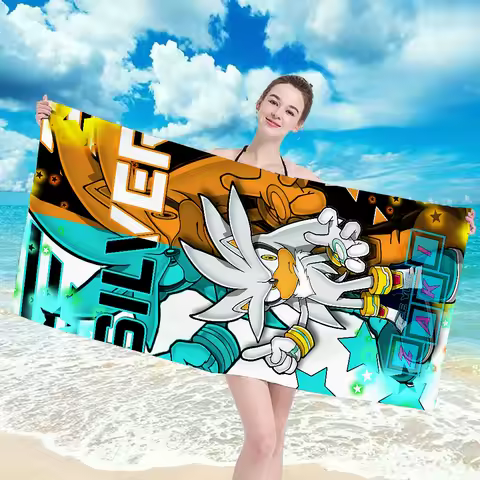 Anime Towel Robe Sonic Christmas Towels Bathroom Bath Towel Large Size Bathrobe Girl Spa Beach Bathing Adults Home Textile