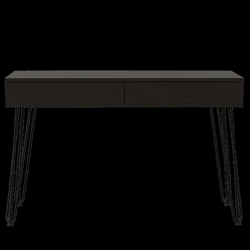 مكتب كمبيوتر أسود بدرجين مع أرجل دبوس شعر، تصميم عصري أنيق للاستخدام في المكاتب المنزلية #2