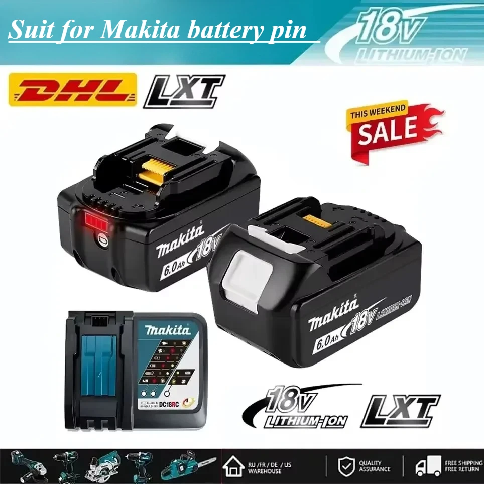 Eredeti/Eredeti Makita 18V akkumulátor tüske Bl1850b BL1850 Bl1860 Bl1860 Bl1830 Bl1815 Bl1840 LXT400 6,0 Ah Makita 18 V akkumulátorhoz