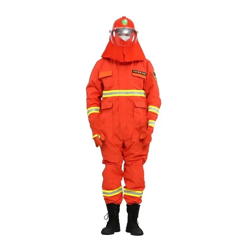 Jinteng Firefighter uniform Including hood Fireman Jacket pants  helmet gloves fire boots firefighting equipment