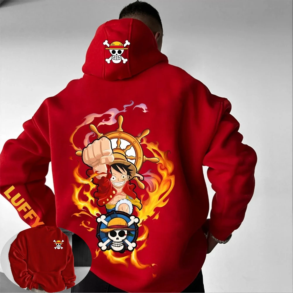 

ONE PIECE Men's Hoodie Sweater Monkey D. Luffy Anime Fashion Trend 2025 Autumn/Winter Print 100% Pure Cotton Casual Hoodie